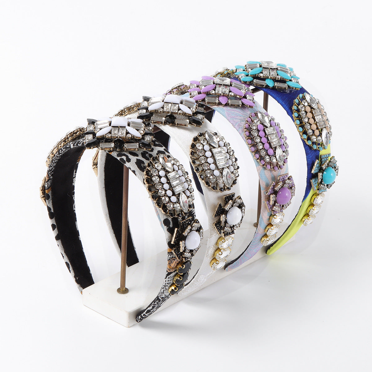 Wholesale Fabric Geometric Inlaid Diamond Hairbands